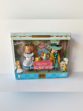 NIB 2002 Barbie Kelly & Tommy as Alice and the Mad Hatter dolls